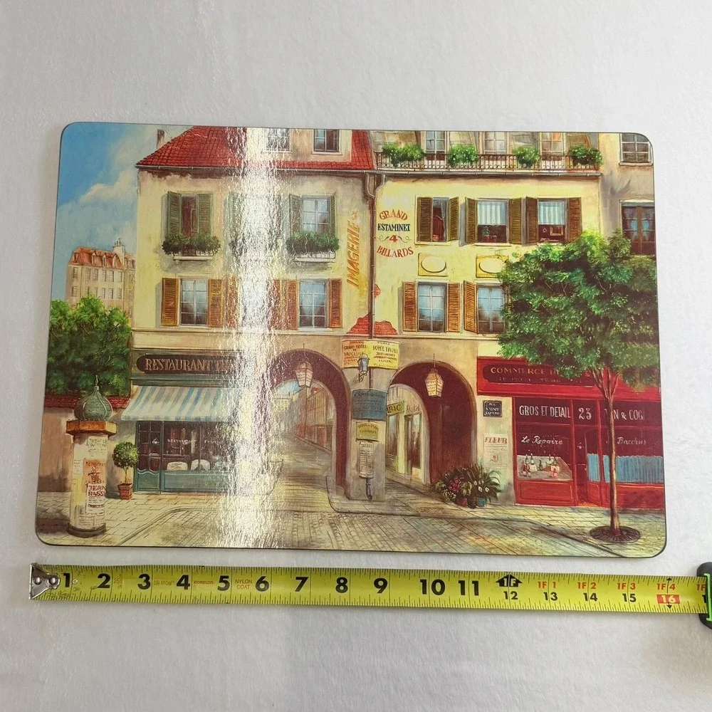 Vintage French Street Scene Cork Backed Placemats Set of 4 Restaurant Tivoli Art